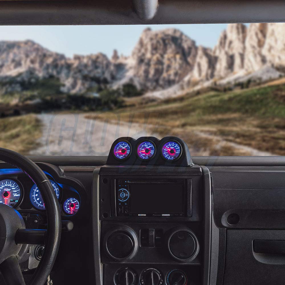 GlowShift pod side profile demonstrating low-profile fit and reduced dashboard obstruction