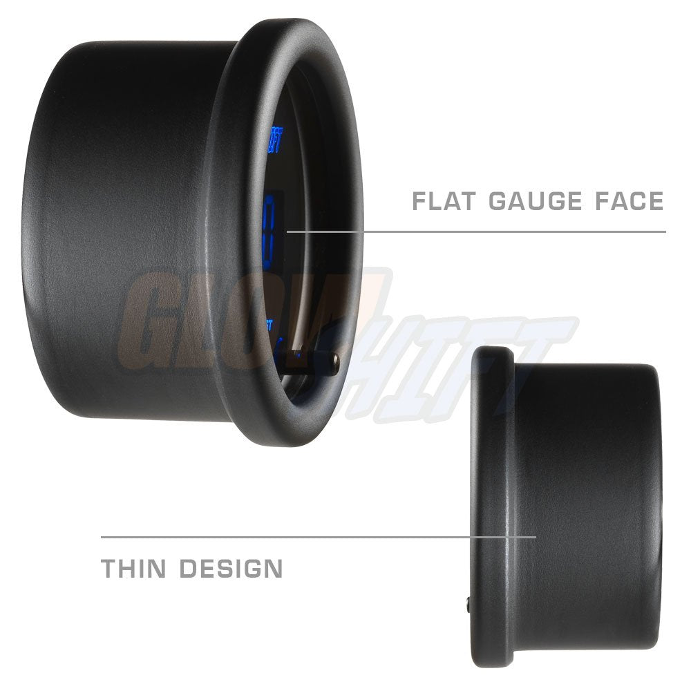 GlowShift next to ruler showing 2-1/16 inch gauge size for proper fitting