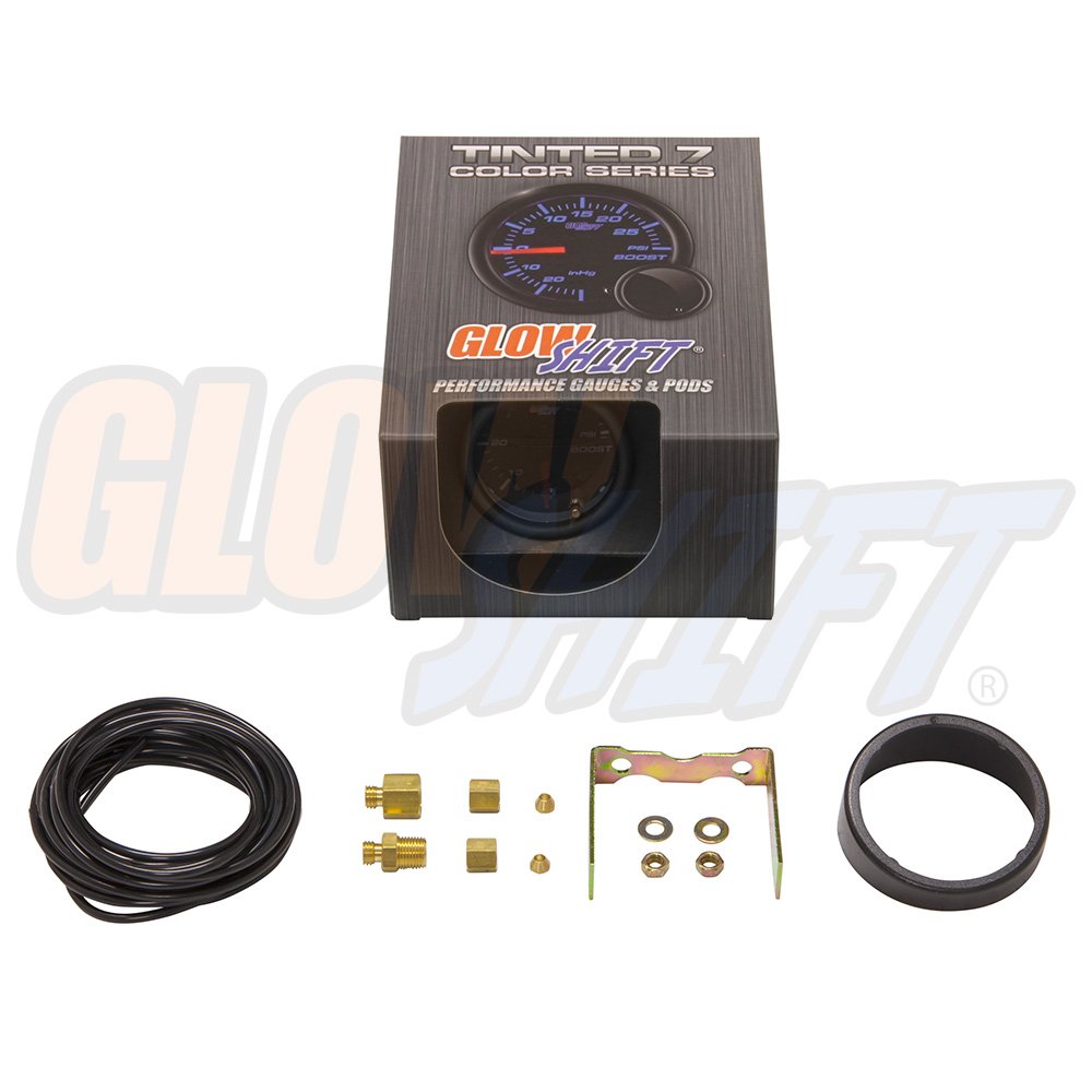 GlowShift gauge beside ruler showing 2-1/16 inch size for compact dash fitment