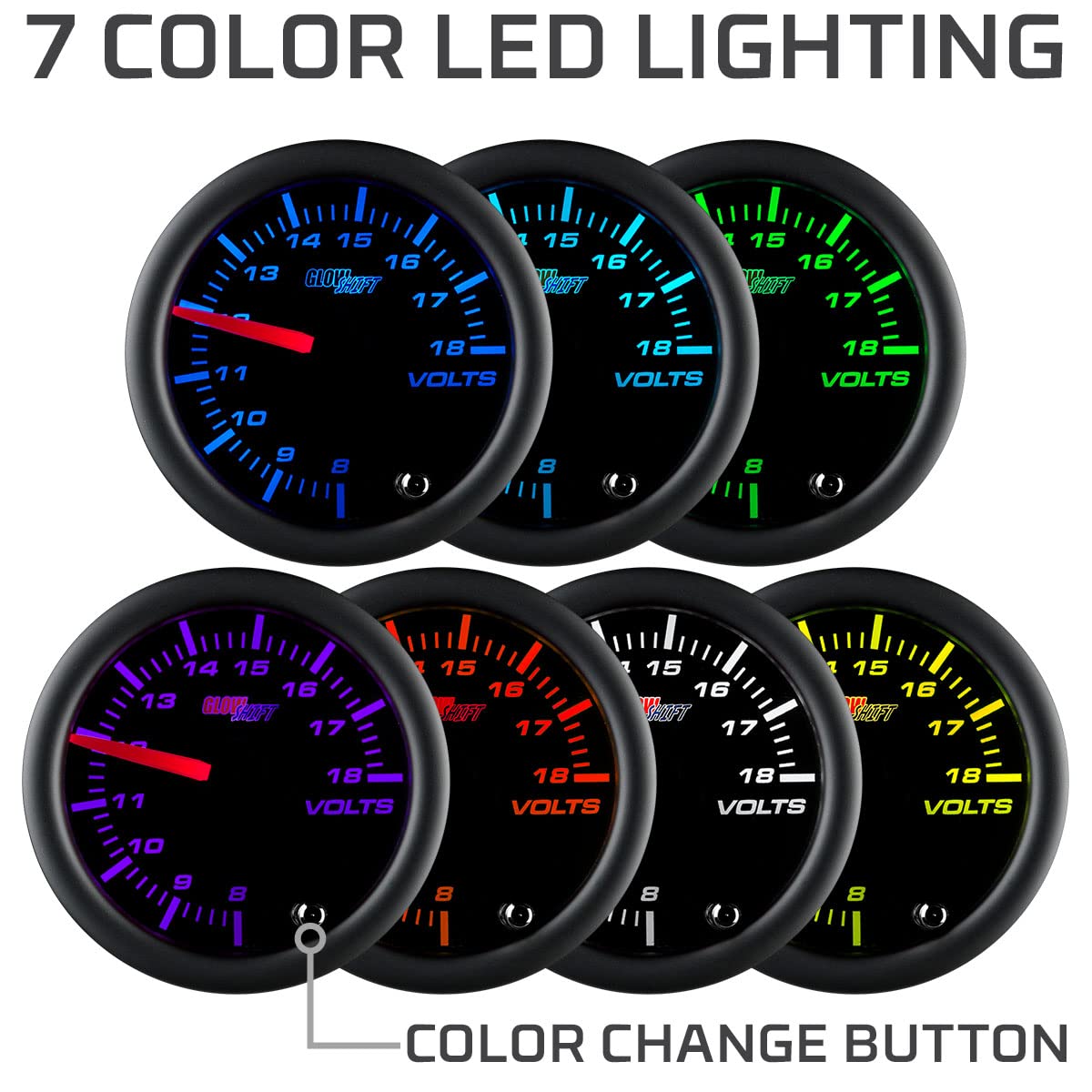 GlowShift voltmeter installed in a vehicle dash showing integrated, low-profile fit