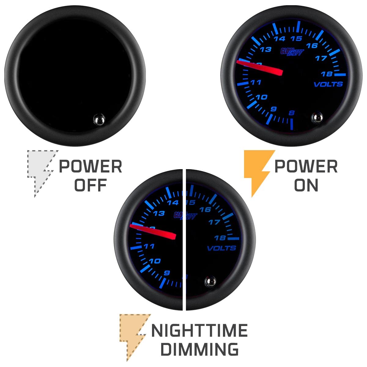 GlowShift included wiring harness and mounting bracket for simple, secure installation