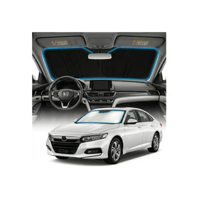 GLSBRCAO front view of custom-fit Accord sun shade showing full windshield coverage benefit