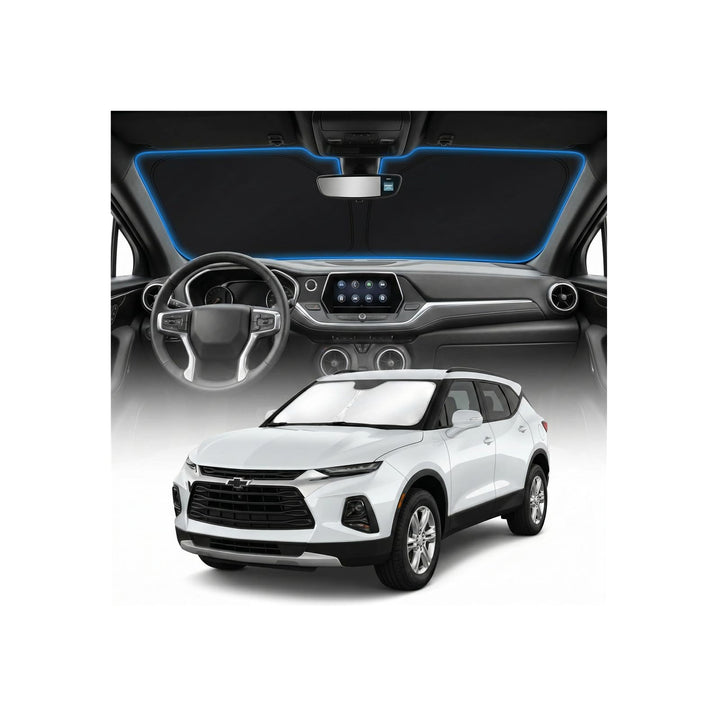 GLSBRCAO front view of custom-fit sun shade protecting windshield benefit cooling