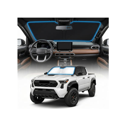 GLSBRCAO front view of sun shade showing full windshield coverage and protection