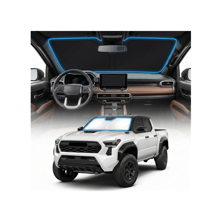 GLSBRCAO front view of sun shade showing full windshield coverage and protection