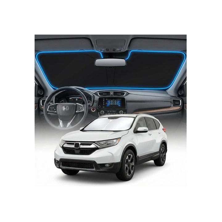 GLSBRCAO front view of custom-fit CR-V sun shade showing full coverage benefit