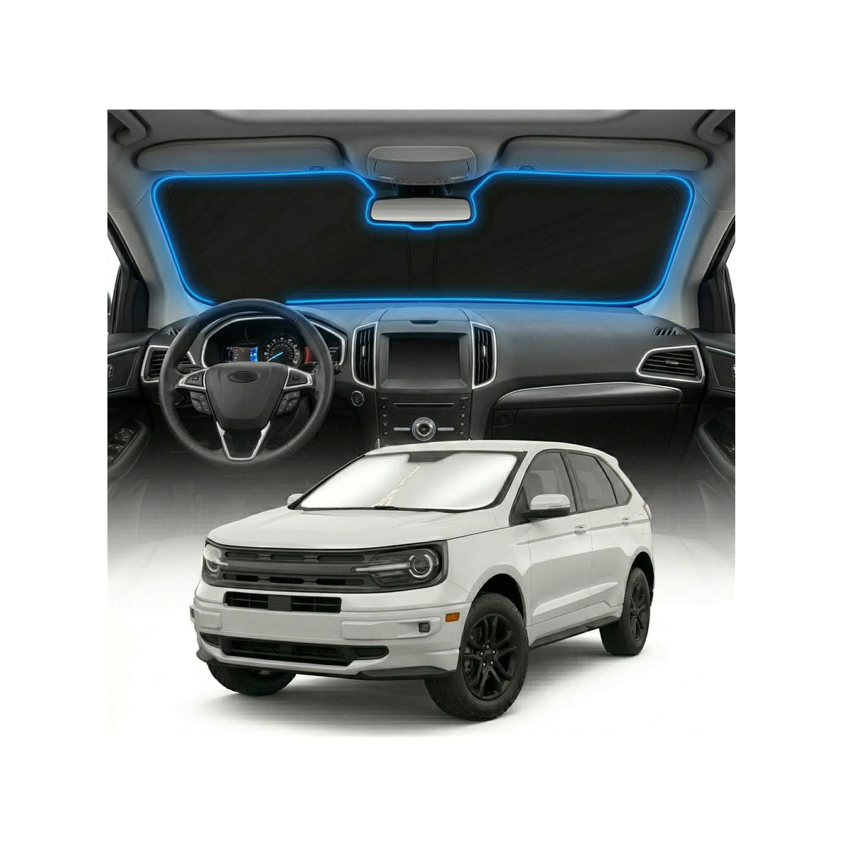 GLSBRCAO front view of shade showing perfect windshield coverage and protection
