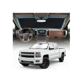 GLSBRCAO front view of sun shade showing full windshield coverage benefit