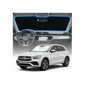 GLSBRCAO front view showing custom-fit sunshade on windshield reducing glare