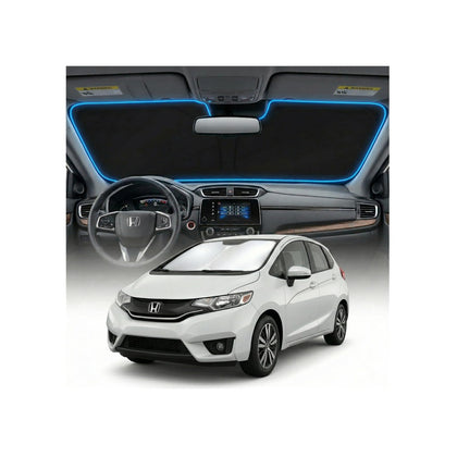 GLSBRCAO front view of sun shade on Honda Fit, shows full coverage and protection