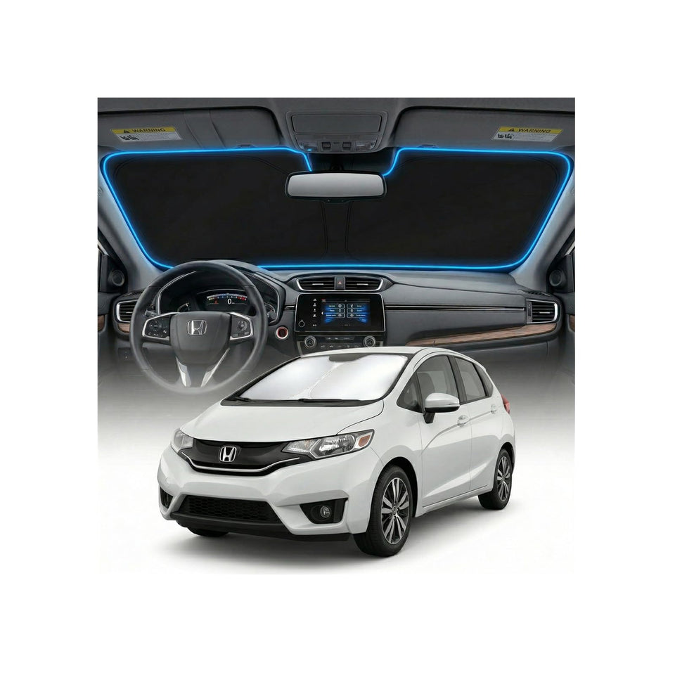 GLSBRCAO front view of sun shade on Honda Fit, shows full coverage and protection