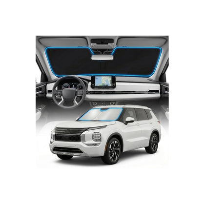 GLSBRCAO front view sunshade fitted in Outlander windshield reducing glare