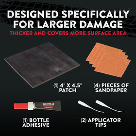 GlueTread kit contents laid out for easy roadside repair readiness