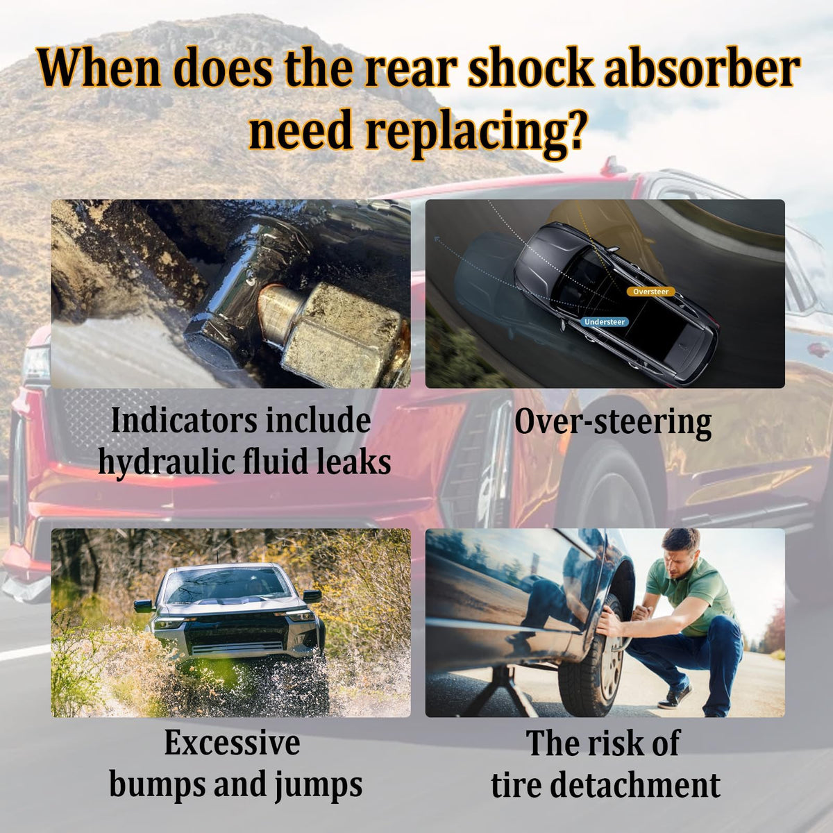 Gluebar shock powder-coat texture highlighting corrosion resistance and long life
