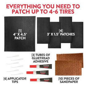 GlueTread cured patch close-up showing flexible durable bond benefit