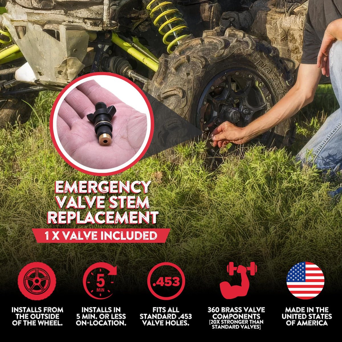 GlueTread kit in use trailside repairing ATV tire to minimize downtime