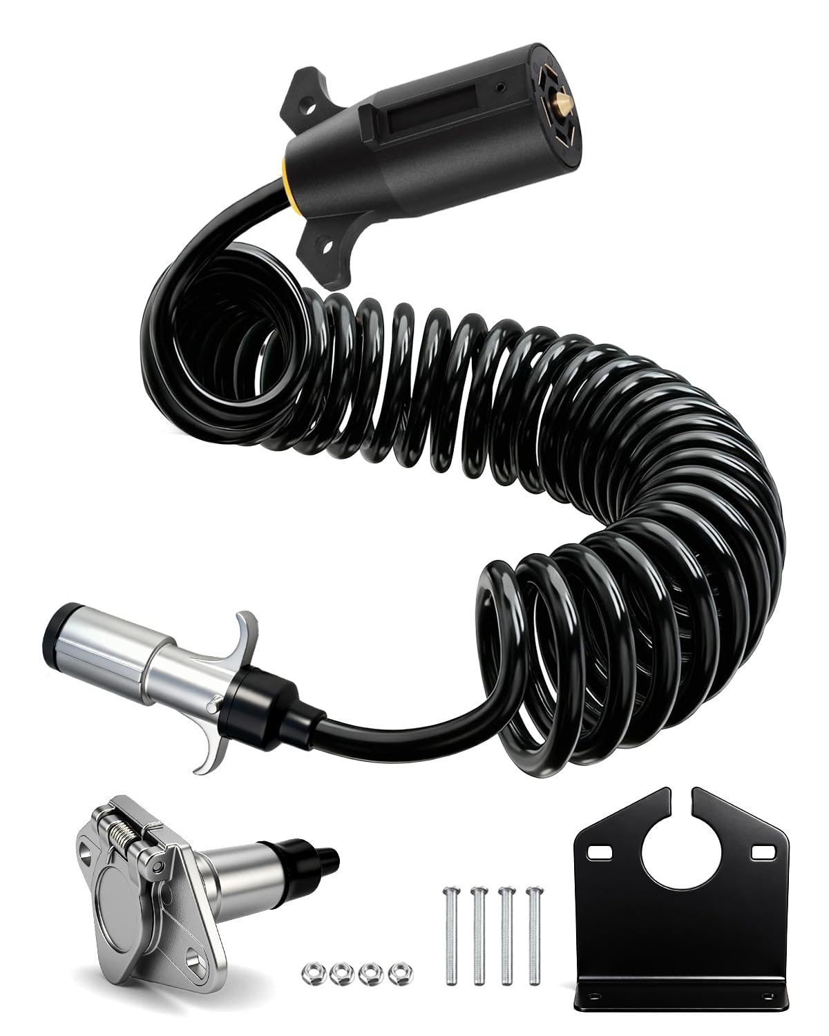 GLUWPA adapter front view showing coiled cord and secure plug benefits