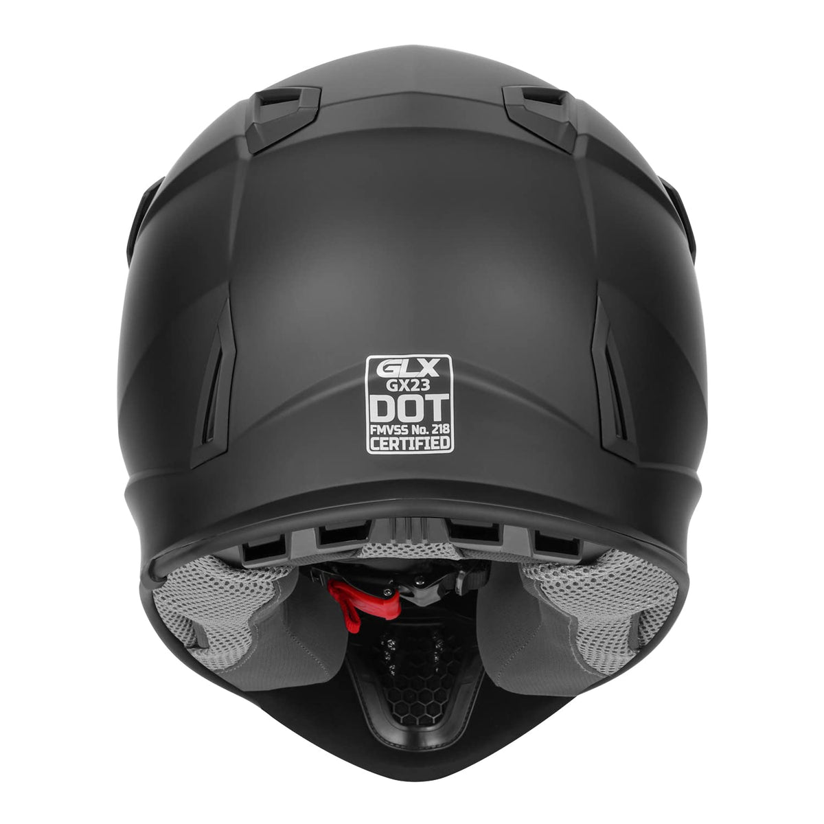 GLX GX23 side with goggles mounted illustrating compatibility and clear field of vision