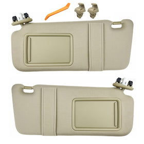 GlymXia beige front visors set showing factory-style look and improved cabin aesthetics