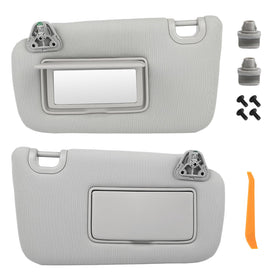 GlymXia front view of sun visor pair showing grey finish and OEM fit benefit