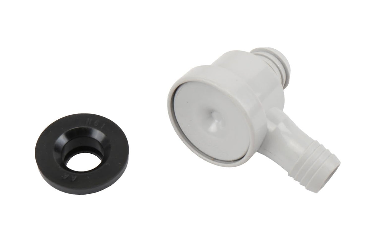 GM Genuine Parts 15823207 close-up of check valve installed on brake booster, highlights secure seal and durability