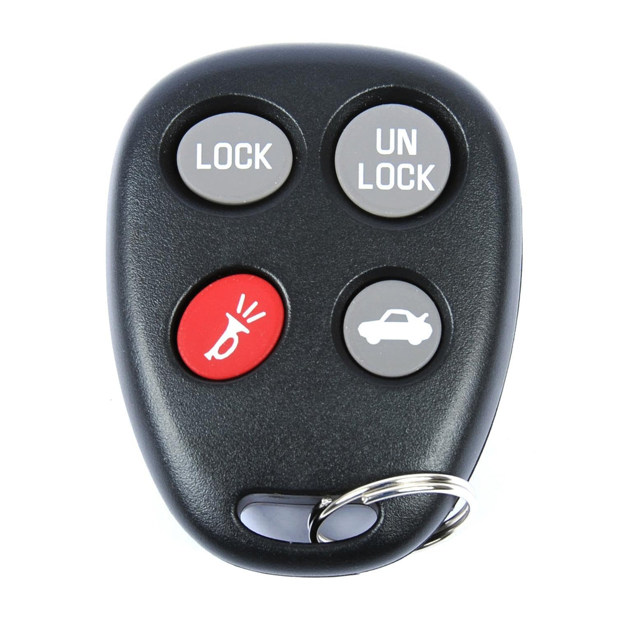 GM Genuine Parts front view of key fob showing buttons and OEM fit benefit