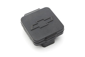 GM GENUINE PARTS front view of hitch receiver closeout showing fitted Bowtie logo and protection
