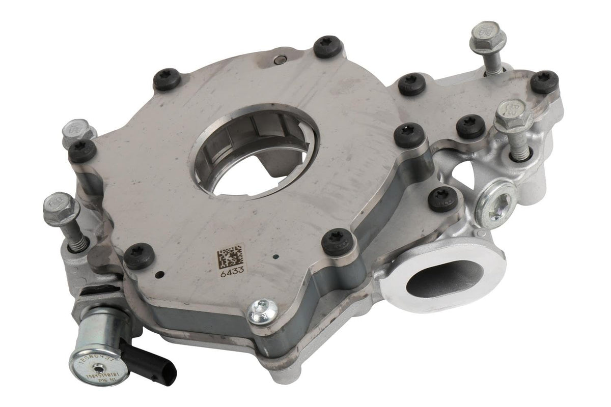 GM GENUINE PARTS oil pump front view showing mounting points and ports for reliable fit