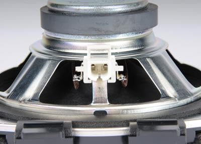 GM Genuine Parts speaker cone close-up illustrating voice-coil assembly and build quality for clear sound