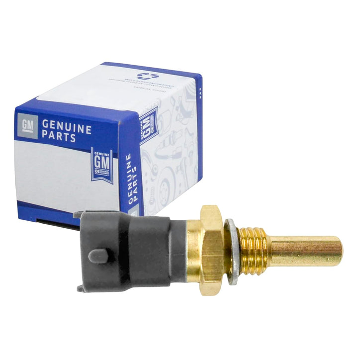 GM Genuine Parts front view of coolant temperature sensor showing OE fit benefits