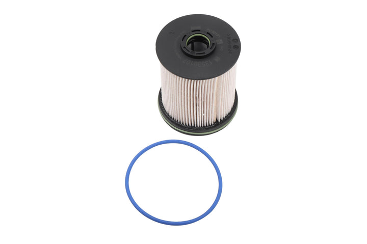 GM Genuine Parts fuel filter front view showing label and part number, ensuring correct fit