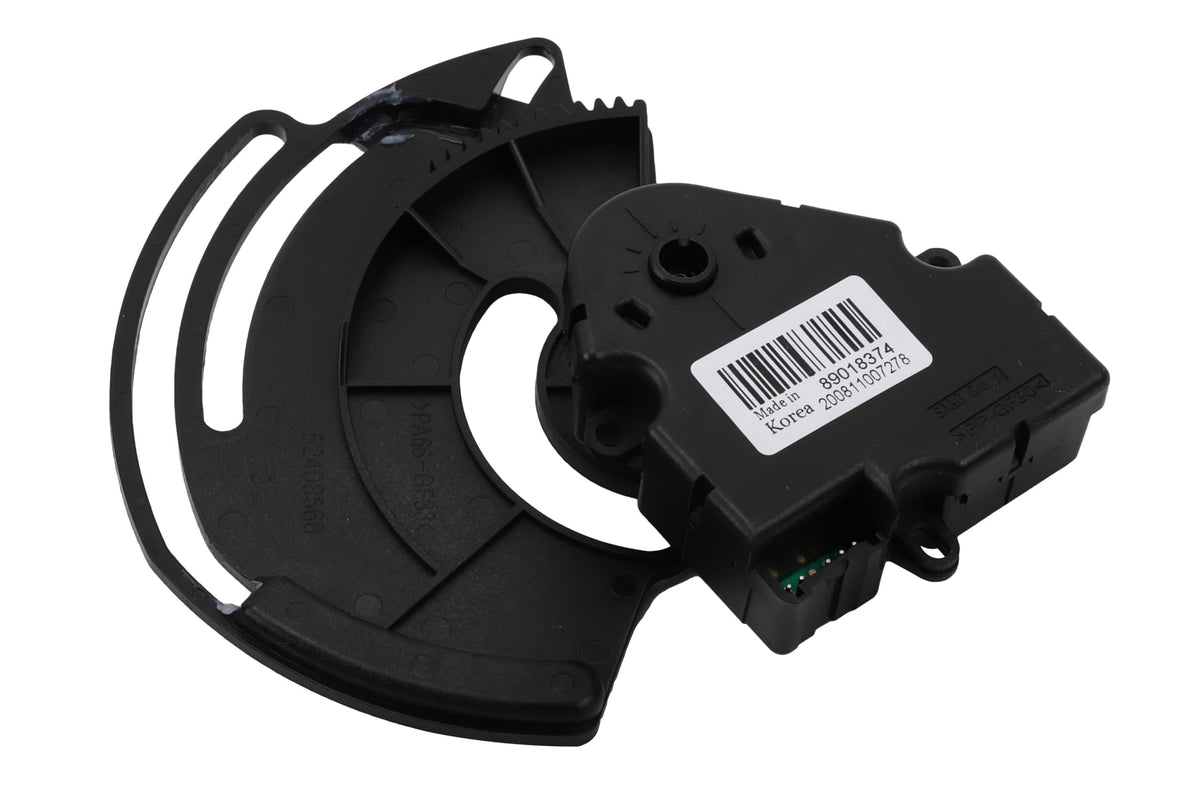GM Genuine Parts mode door actuator front view showing connector and mounting for easy replacement