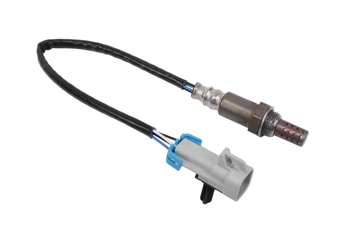 GM Genuine Parts heated oxygen sensor front view showing connector and benefits of exact fit