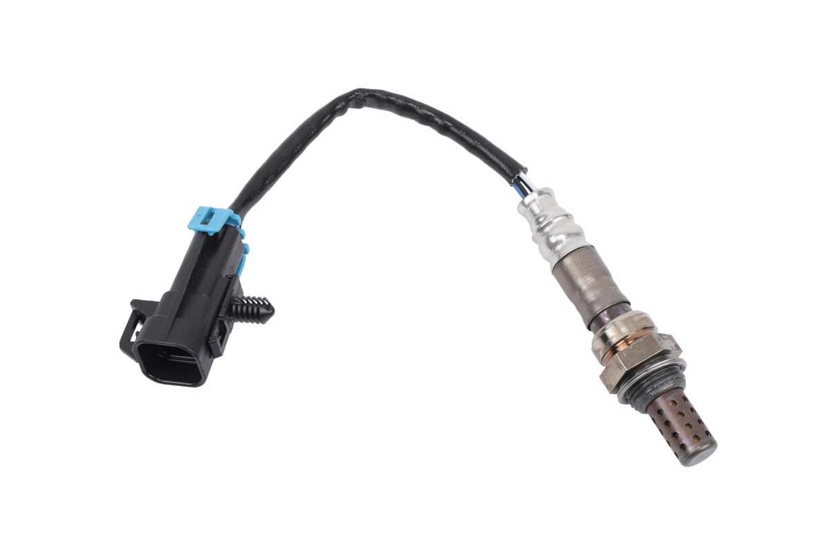 GM GENUINE PARTS heated oxygen sensor front view showing connector and benefits of exact OE fit