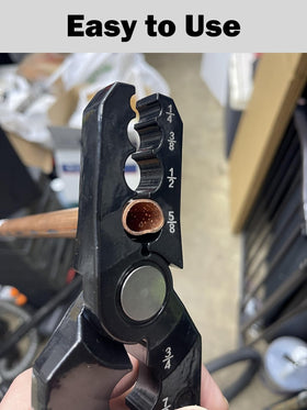 GMKD comparison of tubes with tool showing compatible 1/4" to 7/8" sizes