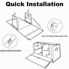 GMQ trunk organizer strap and buckle detail showing secure anti-slip attachment