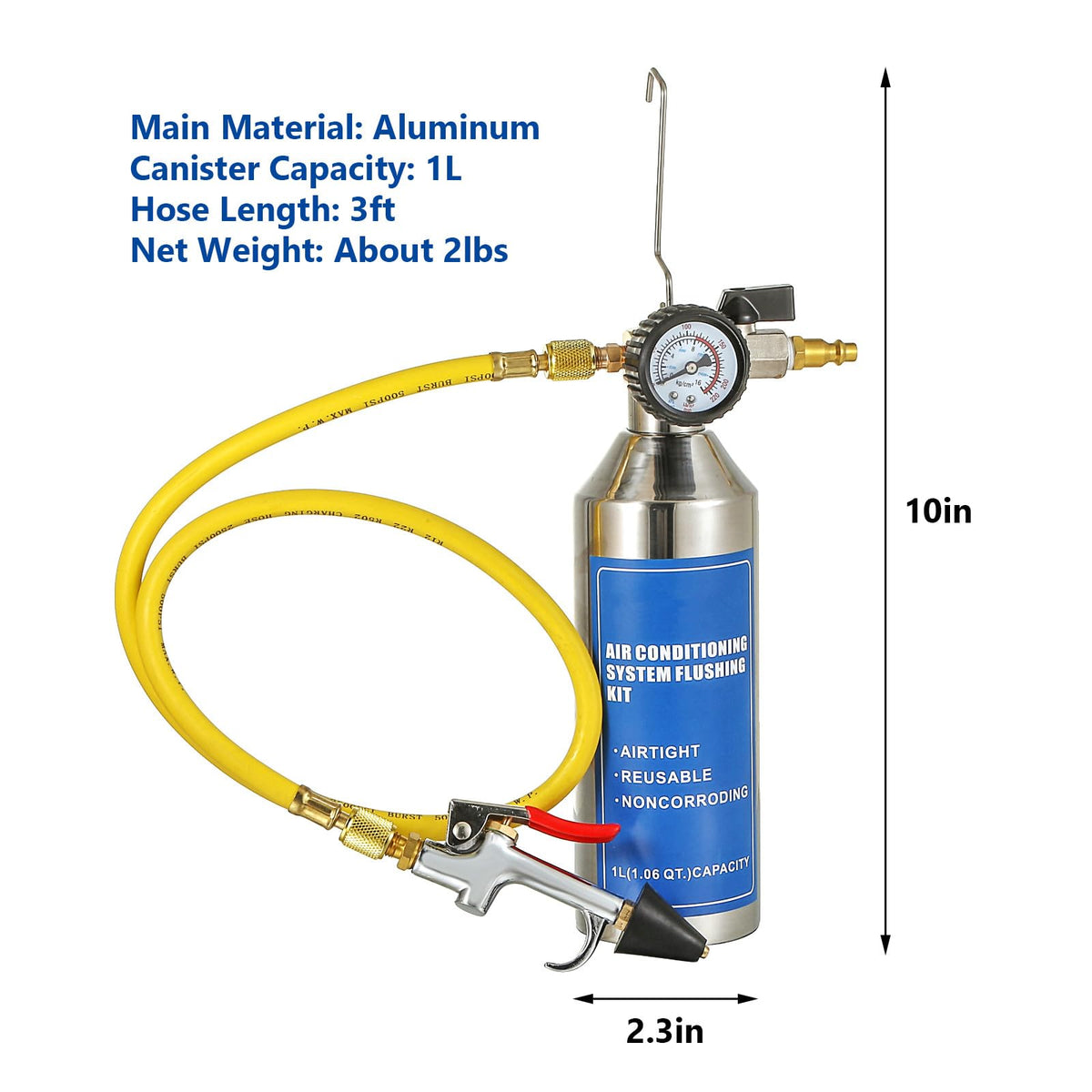 Gnhydxfe kit in workshop flushing an A/C line for efficient contaminant removal