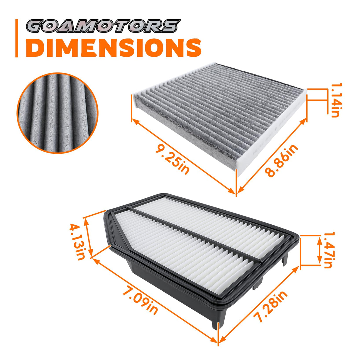 GoaMotors cabin filter media texture detail blocking pollen particles