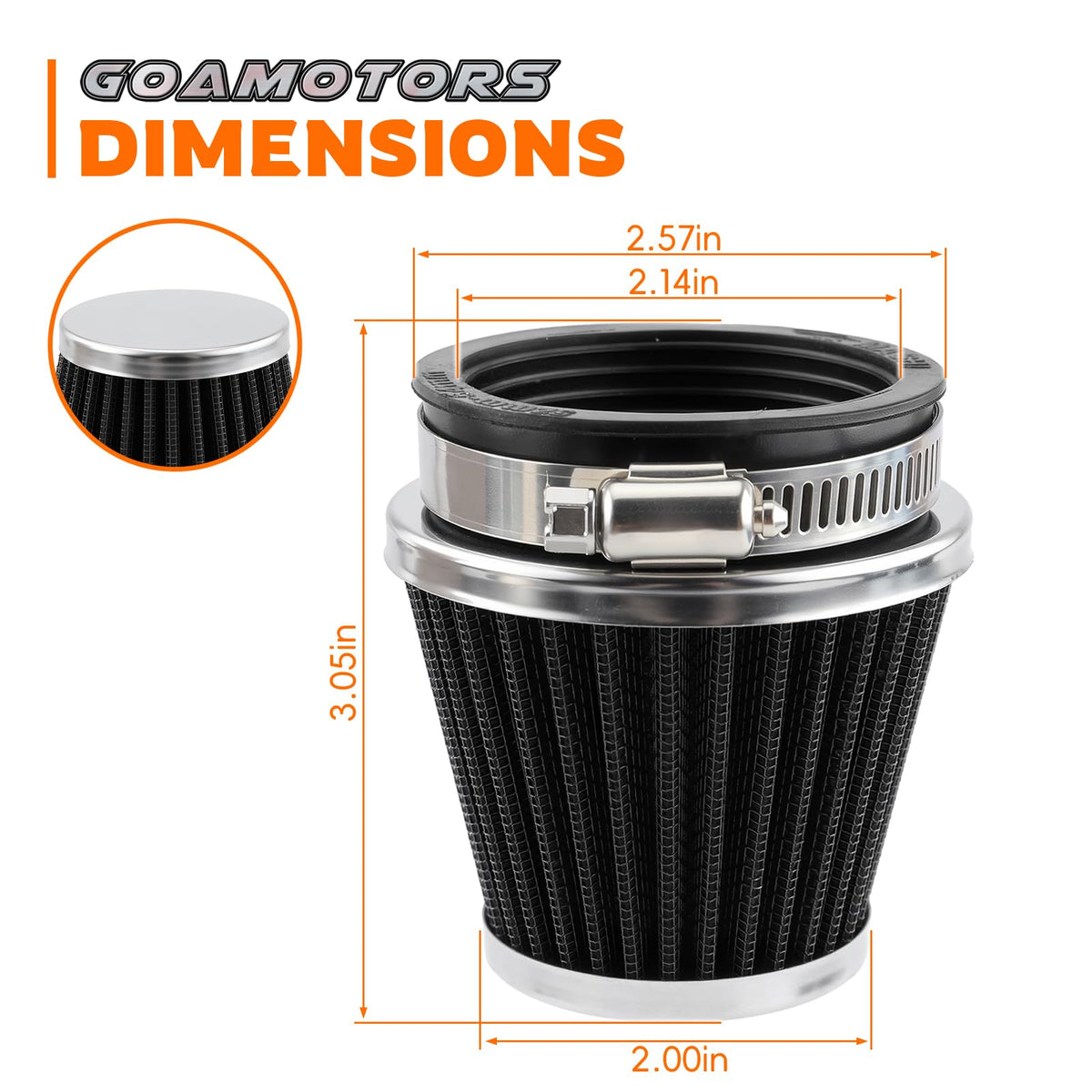 GoaMotors close-up of dual-layer steel mesh and foam filter highlighting durable filtration