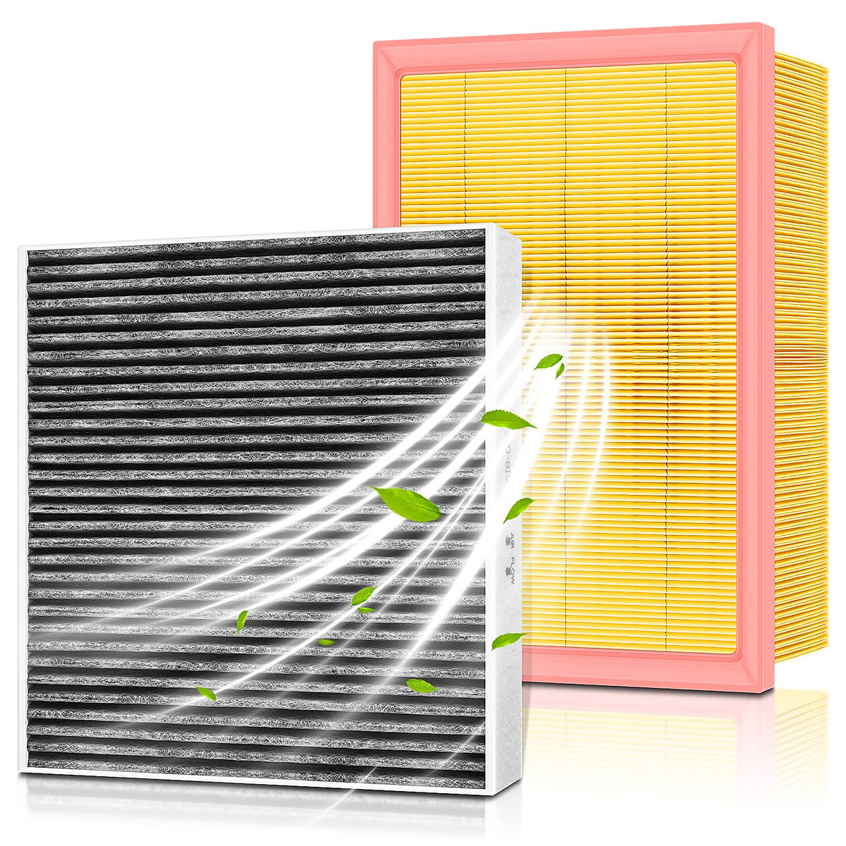 GoaMotors front view of engine and cabin filters shows complete replacement set benefit