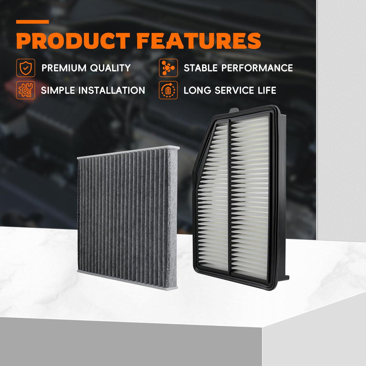 GoaMotors engine filter close-up pleats capturing dust effectively