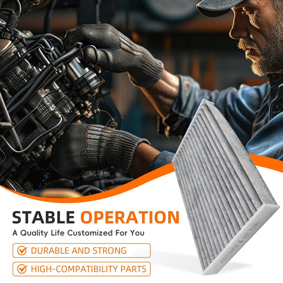 GoaMotors engine filter pleated media close-up showing robust construction and airflow benefit