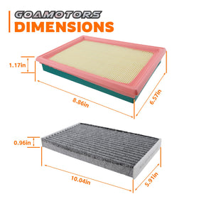GoaMotors engine and cabin filters side by side illustrating kit contents benefit easy purchase