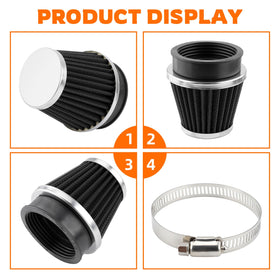 GoaMotors side profile of tapered cone filter showing increased airflow surface area