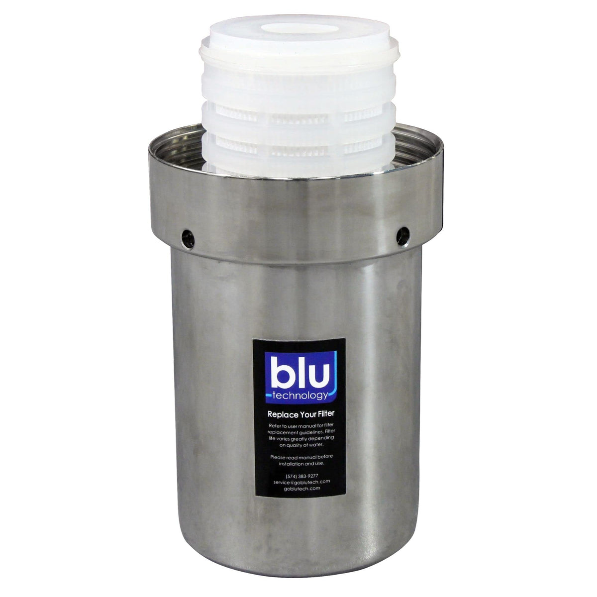 blu technology three cartridges lined up demonstrating easy swap replacements for restored system performance