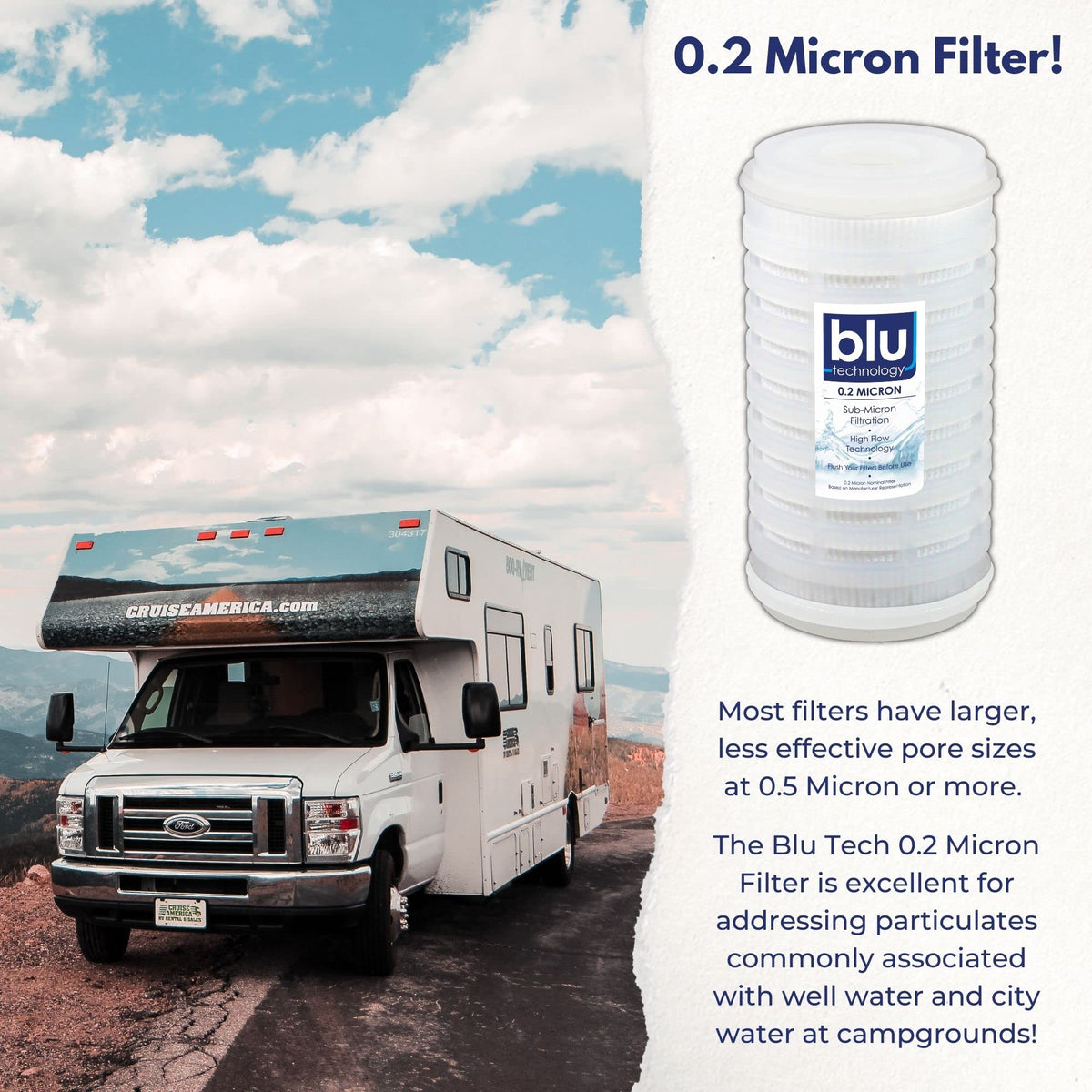 blu technology 0.2 micron element close-up highlighting fine filtration for improved particulate removal