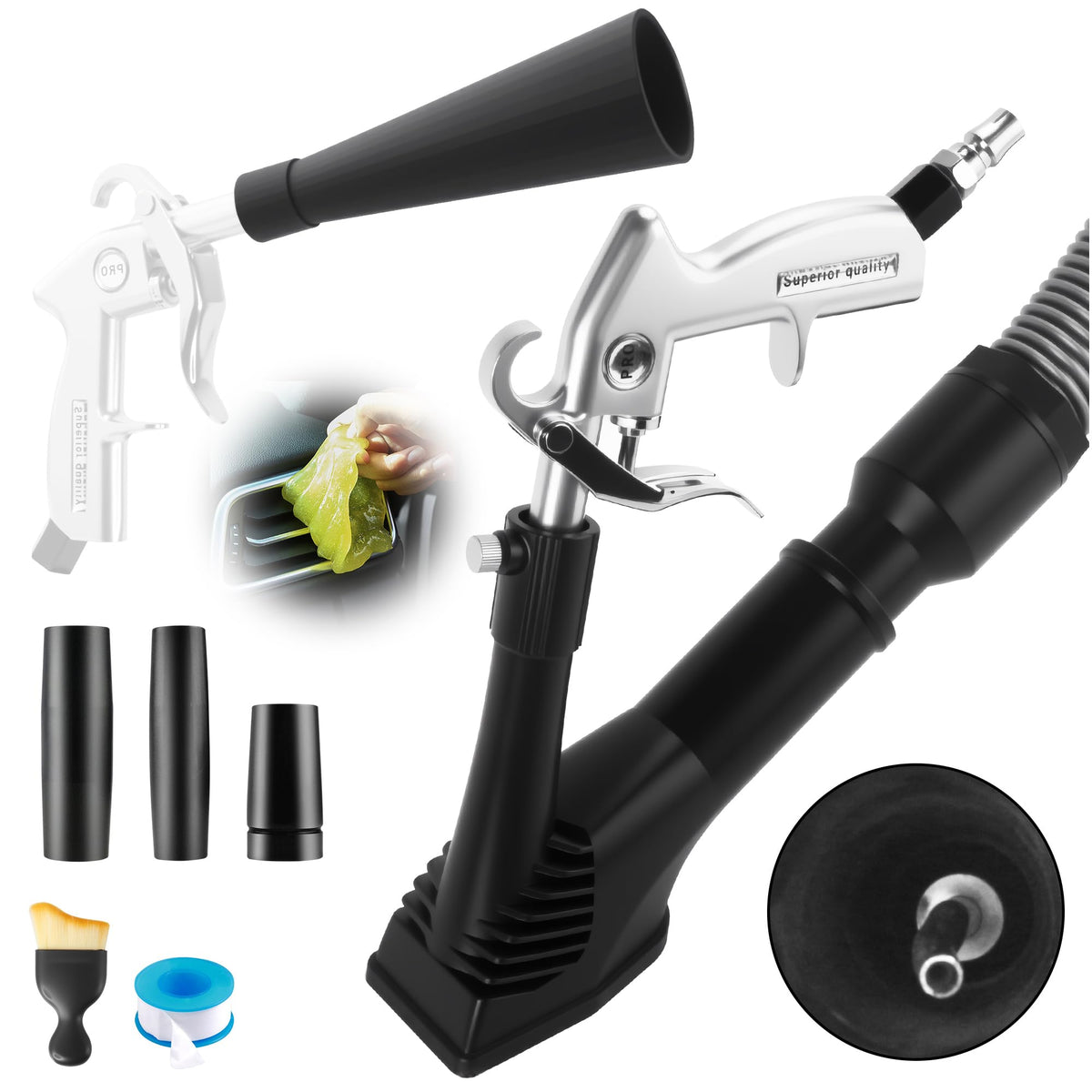 GOCCIDA front view of the 2in1 cleaning gun showing ergonomic grip and durable build benefit