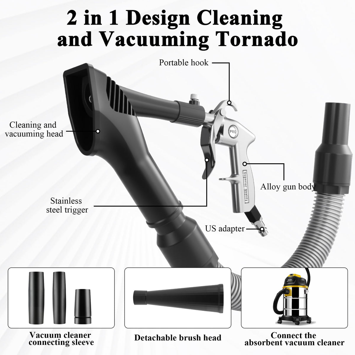 GOCCIDA 40cm nylon tube extension displayed to reach deep crevices and tight spaces benefit