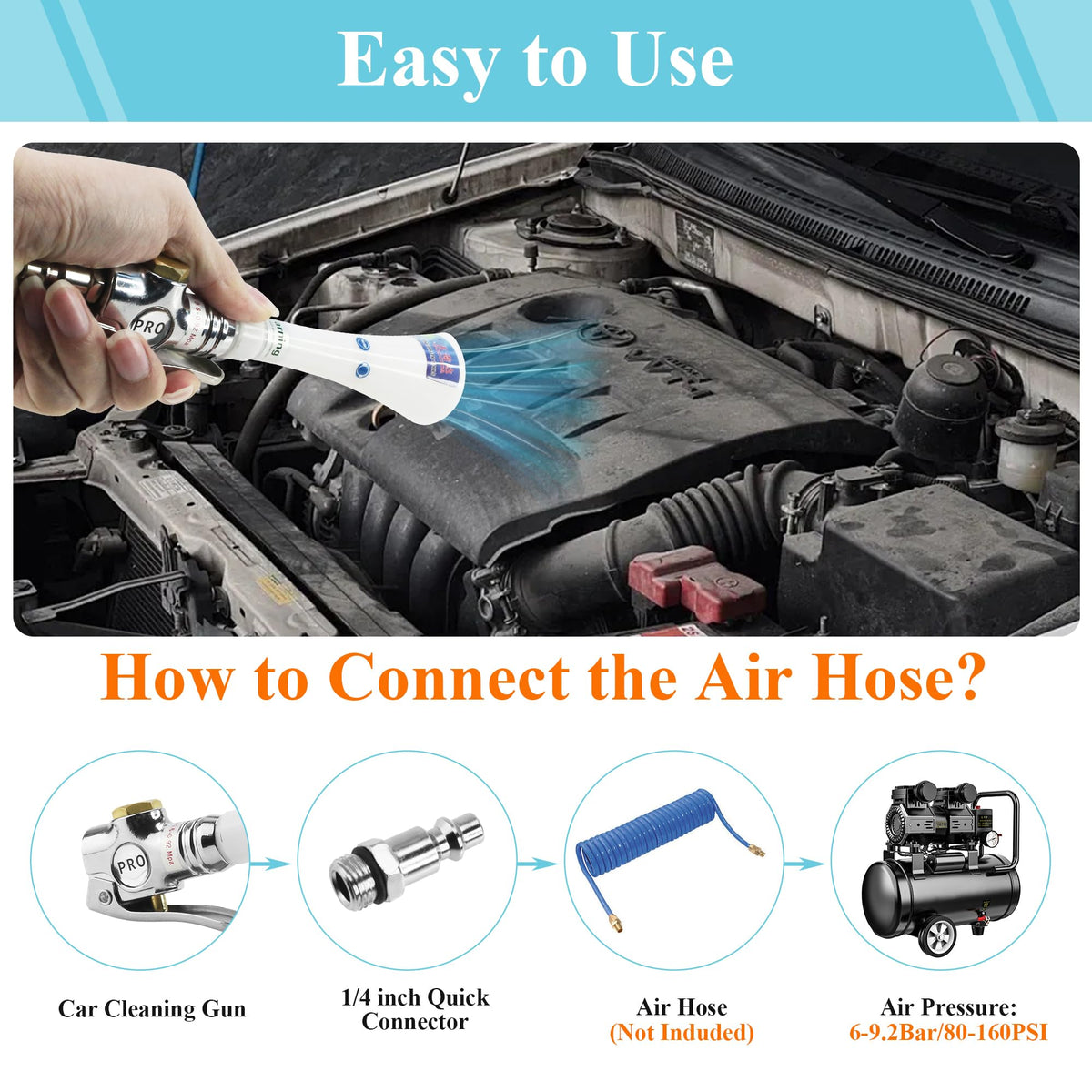 GOCCIDA accessories and adapters laid out for quick compressor connection