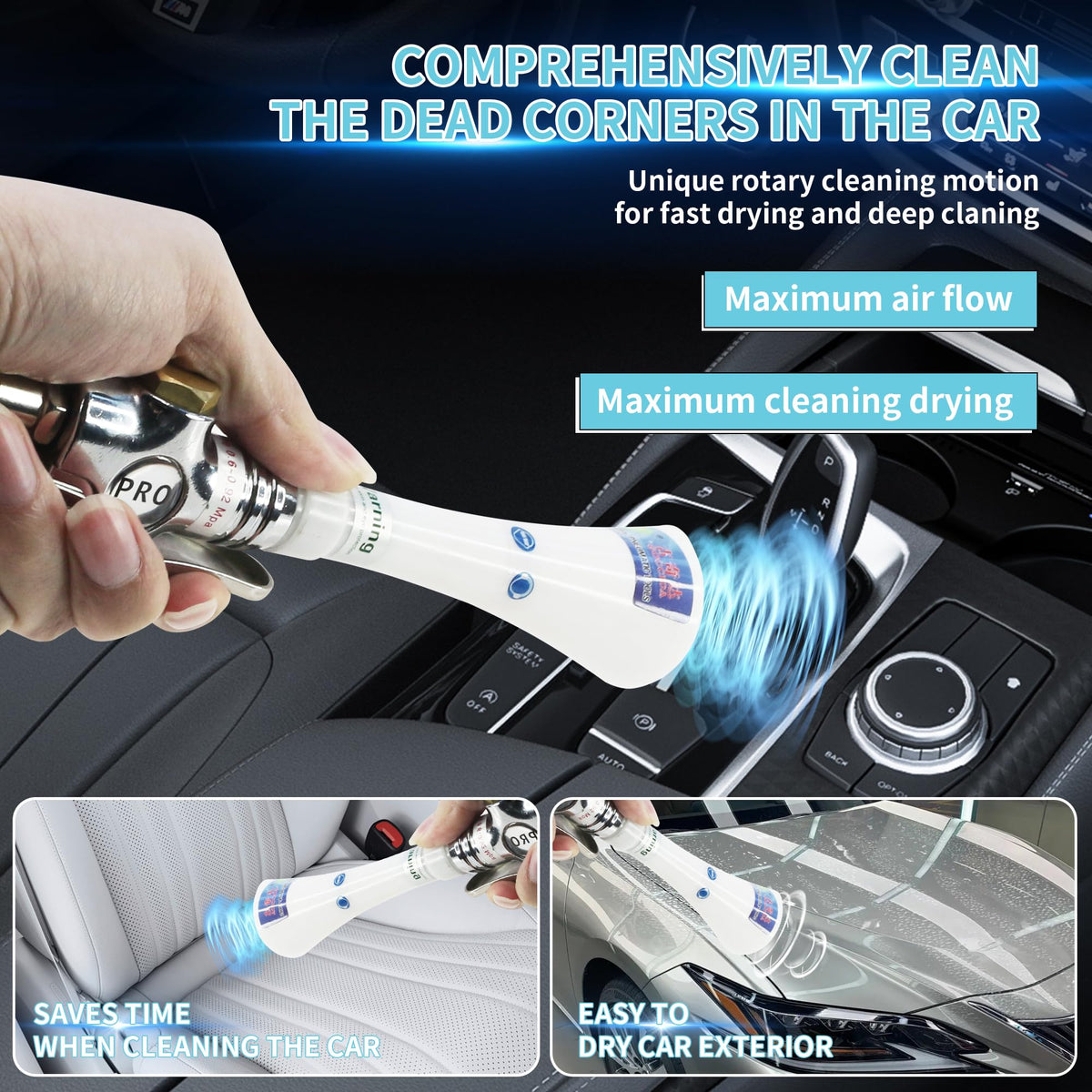 GOCCIDA nozzle swivel detail demonstrating 360-degree adjustment for tight angles